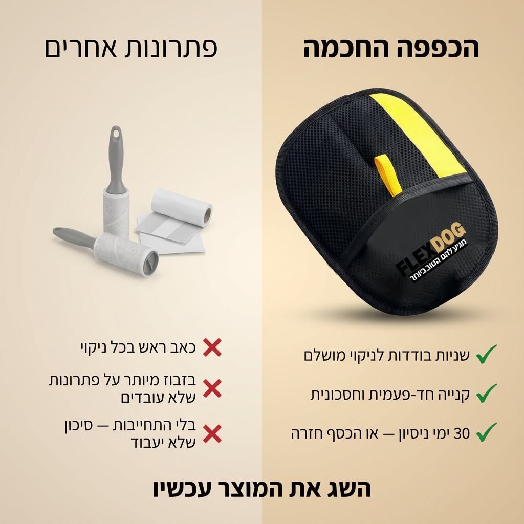 הכפפה החכמה להסרת שיער לכלבים וחתולים